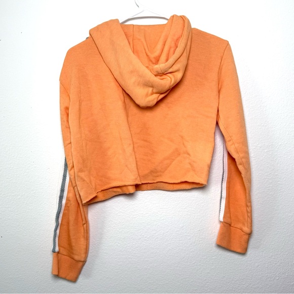 PrettyLittleThing Orange Hoodie with White Sleeve Stripes - Picture 3 of 9